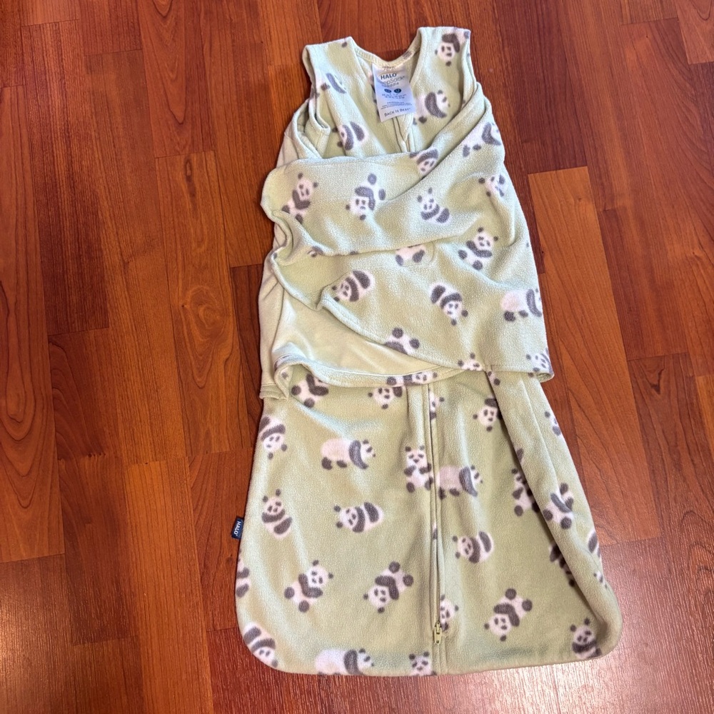 Halo Green Panda Fleece Sleep Sack Pajamas for Kids